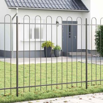 Vidaxl Garden Fence With Hoop Top Grey 11.9x1.5 M Steel