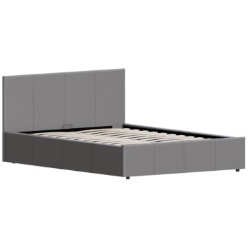 Lisbon Double Ottoman Faux Leather Bed, Grey