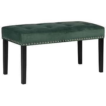 Bench Green Velvet Upholstery Black Legs 51 X 102 X 43 Cm Nailhead Trim Glam Beliani