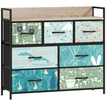 Homcom 7-drawer Chest Of Drawers - Blue