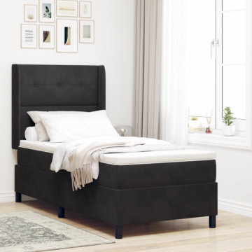 Vidaxl Box Spring Bed With Mattress & Led Black 80x200 Cm Velvet