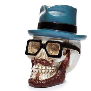 Collectable Money Box - Skull In Glasses And Trilby Hat