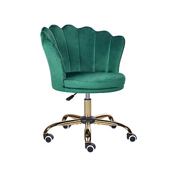 Office Swivel Chair Green Velvet With Stairbase Adjustable Height Beliani