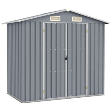 Vidaxl Garden Shed Grey 205x129x183 Cm Galvanised Steel