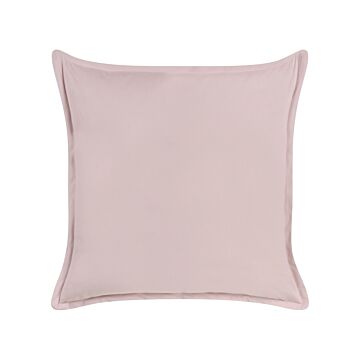 Decorative Scatter Cushion Pink Velvet 60 X 60 Cm Polyester Cotton Plain Solid Colour Accent Piece Modern Minimalist Beliani