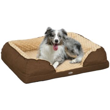 Pawhut Calming Dog Bed Pet Mattress W/ Removable Cover, Anti-slip Bottom, For Medium Dogs, 90l X 69w X 21hcm - Brown