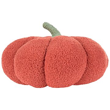 Pumpkin Cushion Orange Boucle ⌀ 35 Cm Throw Pillow Halloween Decor Stuffed Toy Fr. Fr. Beliani
