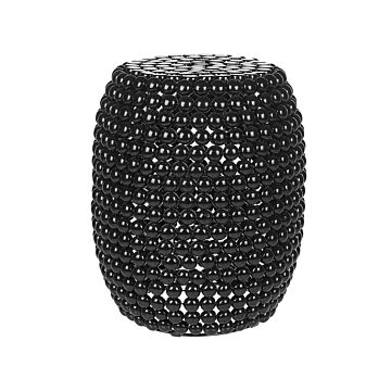 Side Table Black Iron Plastic 32 X 32 X 51 Cm Accent End Table Drum Oval Shape Modern Living Room Beliani