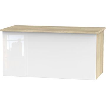 Contrast Blanket Box In White & Bardolino Oak