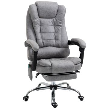 Vinsetto Heated 6 Points Vibration Massage Executive Office Chair Adjustable Swivel Ergonomic High Back Desk Chair Recliner With Footrest Grey