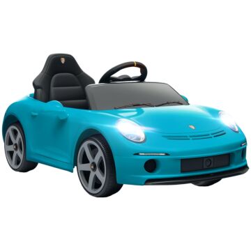 Aiyaplay Kids Electric Car, 12v Licensed Ruf Gt Ride On Car With Suspension, Remote Control, Music, For 3-5 Years, Blue