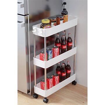 3-tier Corner Storage Rack Shelf Rolling Cart For Kitchen Bathroom