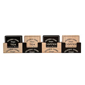 General Store Wood Coasters 4 Types 16 Of Set