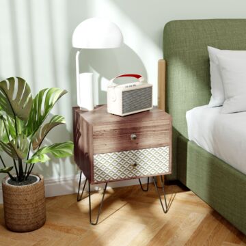 Homcom Nightstand, 2-drawer Bedside Table, Bedside Cabinet, Sofa End Side Table For Living Room, Bedroom, Rustic Brown