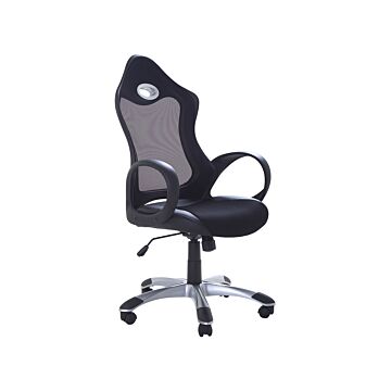 Office Chair Black Mesh Fabric Swivel Tilt Mechanism Adjustable Seat Height Ergonomic Backrest Beliani