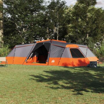 Vidaxl Tent Grey And Orange Large Polyester And Fibreglass