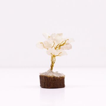 Mini Gemstone Tree On Wood Base - Rock Quartz (15 Stones)