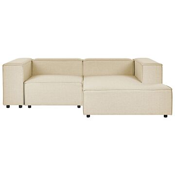 Modular Left Hand Sofa Beige Linen 2 Seater Sectional Corner Sofa With Black Legs Modern Living Room Beliani