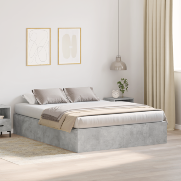 Vidaxl Storage Bed Frame Concrete Grey 140x190 Cm