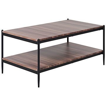 Coffee Table Dark Wood Black Mdf Metal 100 X 52 X 45 Cm Modern Industrial 2-tier Beliani