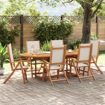 Vidaxl Folding Garden Chairs 6 Pcs Solid Wood Acacia And Textilene