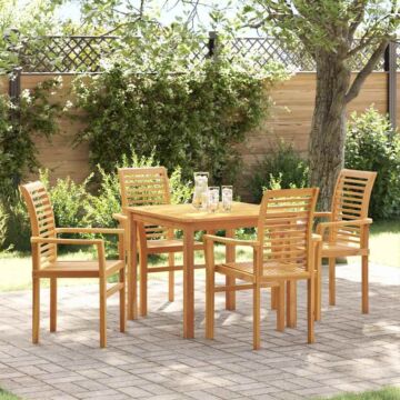 Vidaxl Stacking Garden Chair 4 Pcs Solid Wood Teak