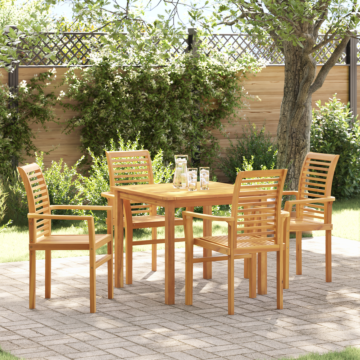 Vidaxl Stacking Garden Chair 4 Pcs Solid Wood Teak
