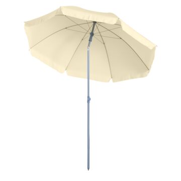 Outsunny 2.2m Tilt Beach Umbrella Parasol-cream White