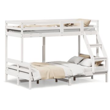 Vidaxl Bunk Bed 90x200/120x200 Cm White Solid Wood Pine