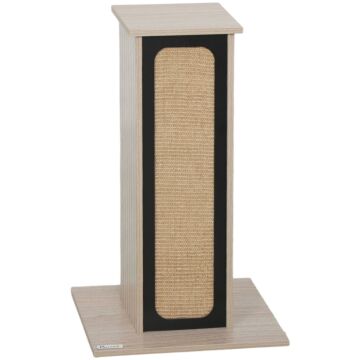 Pawhut 63cm Cat Scratching Post, Cat Scratcher With Replaceable Scratching Board, Top Perch, Sisal Scratch Mat, Oak