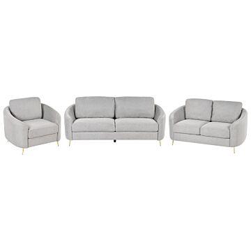 Sofa Set Grey Fabric Upholstery 3 + 2 + 1 Seater Glam Beliani