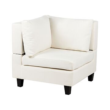 Corner 1-seat Section Off-white Polyester Fabric Upholstered Armchair With Cushion Module Piece Modular Sofa Element Beliani