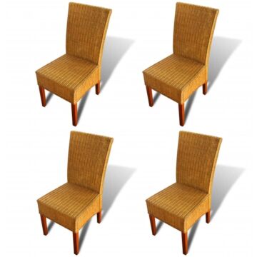 Vidaxl Dining Chairs 4 Pcs Brown Natural Rattan