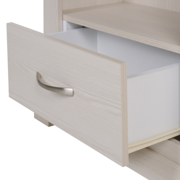 Bookshelf Cream With Dark Top Engineered Wood Particle Board 4 Tiers Shelves 1 Drawer Storage Unit Living Room Furniture Beliani