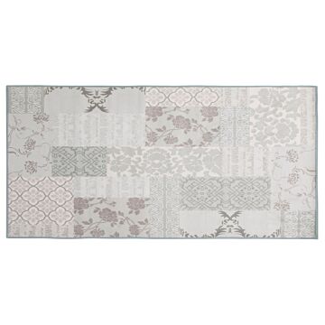 Rug Multicolour Grey Polyester 80 X 150 Cm Low Pile Floral Pattern Beliani