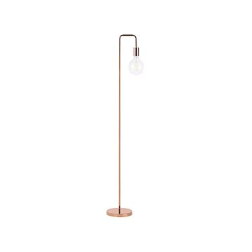 Floor Lamp Copper Metal Gloss Finish Exposed Light Bulb Industrial Beliani