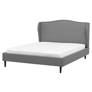 Bed Frame Grey Fabric Upholstery King Size 5ft 3 Traditional Beliani