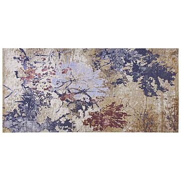 Area Rug Multicolour Polyester And Cotton 80 X 150 Cm Handwoven Floor Mat Modern Abstract Pattern Low-pile Beliani
