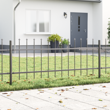Vidaxl Garden Fence With Spear Top - Grey, 13.6 X 0.6 M, Steel