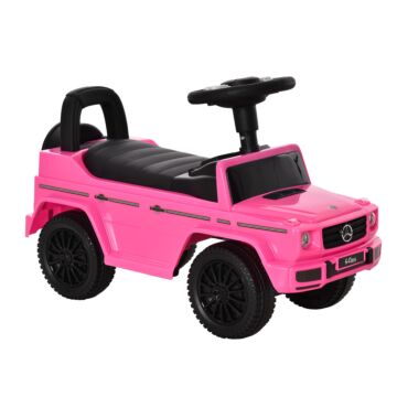 Homcom Aosom Compatible Baby Push Handle Sliding Car Mercedes-benz G350 Licensed Foot To Floor Slider W/ Horn Under Seat Storage Pink