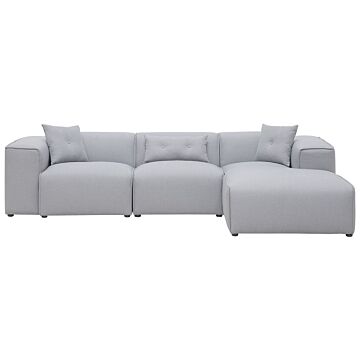 Corner Sofa Light Grey 3 Seater Extra Scatter Cushions Modern Beliani