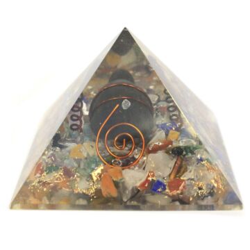 Med Orgonite Pyramid 7.5cm Gem Chips, Copper, Turtle
