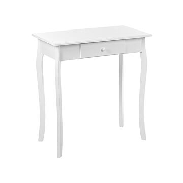 Console Table White Mdf Wooden Legs 75 X 40 X 77 Cm With Drawer Hallway Living Room Furniture French Design Beliani