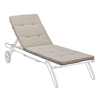 Garden Sun Lounger Cushion Beige 192 X 56 Cm With Straps Tufted Modern Design Beliani