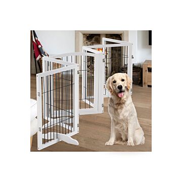 335 X 80cm Extra Wide Freestanding Wooden Pet Playpen 6-panel Dog Fence