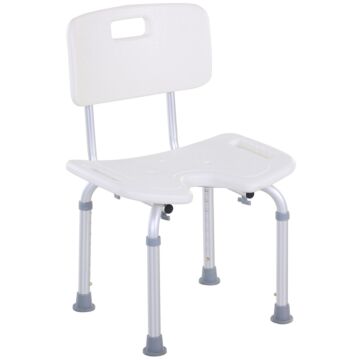 Homcom 8-level Height Adjustable Bath Stool Spa Shower Chair Aluminum W/ Non-slip Feet And Handle, Load Capacity 136kg