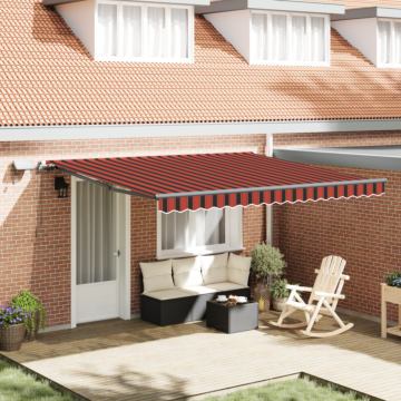 Vidaxl Manual Retractable Awning With Led Orange And Brown 400x300 Cm