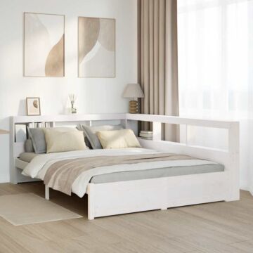 Vidaxl Bookcase Bed Without Mattress White 160x200 Cm Solid Wood Pine