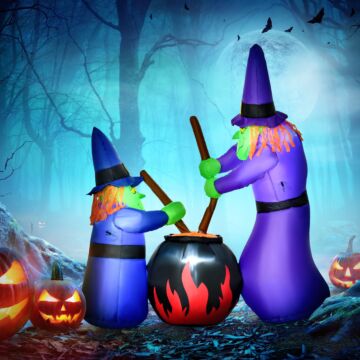 Homcom Next Day Delivery 1.8h M Inflatable Witches Decoration, Polyester