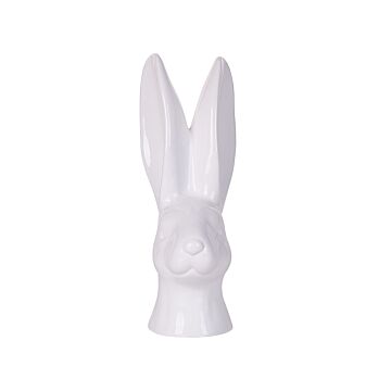Decorative Figurine White Ceramic Small 26 Cm Bunny Head Easter Accent Piece Living Room Decor Beliani